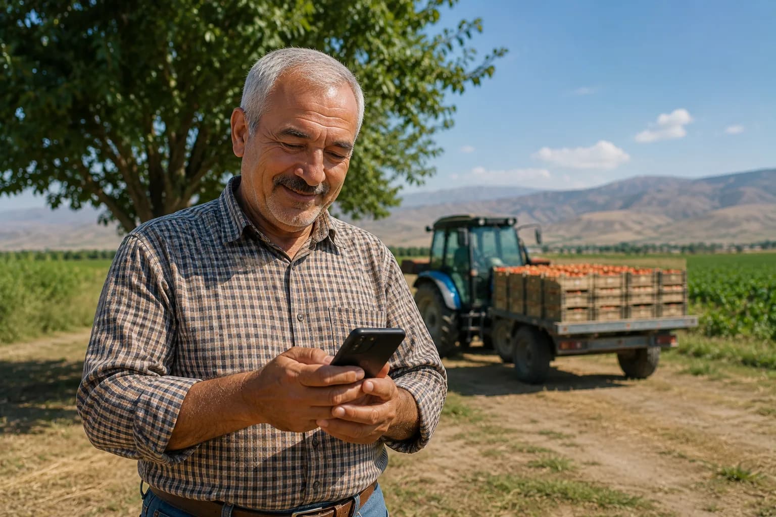 Fermer telefonunda Fermachi tətbiqini yoxlayır